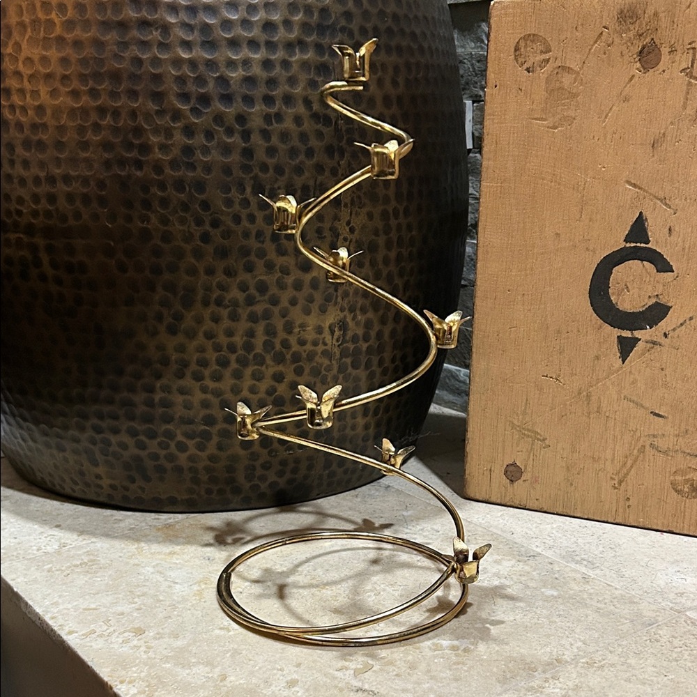 vintage Mid-Century Modern brass spiral candelabra
